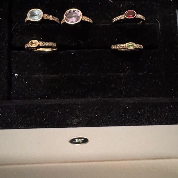Ross Simons gold vermil stackable rings. 925 stamp. Semi precious w/diamonds - Picture 2 of 10
